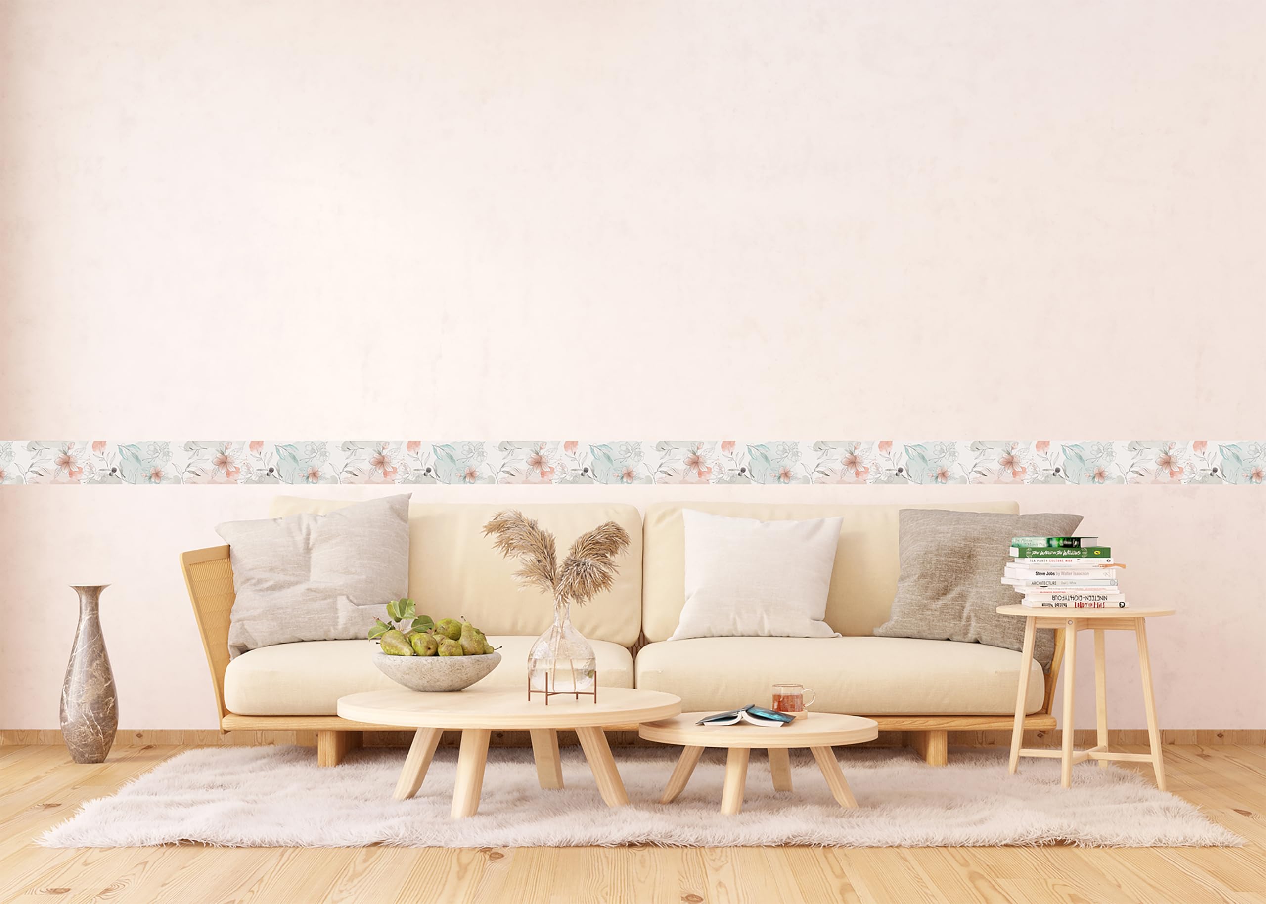 AG Design Selbstklebende Bordüre Blumen, AWB 8440 | Wasserfest Dekoration für Wände, Möbel, Tapeten, Wandverkleidungen und Türen, Folie, Mehrfarbig | Breite 500 cm x Höhe 13.8 cm