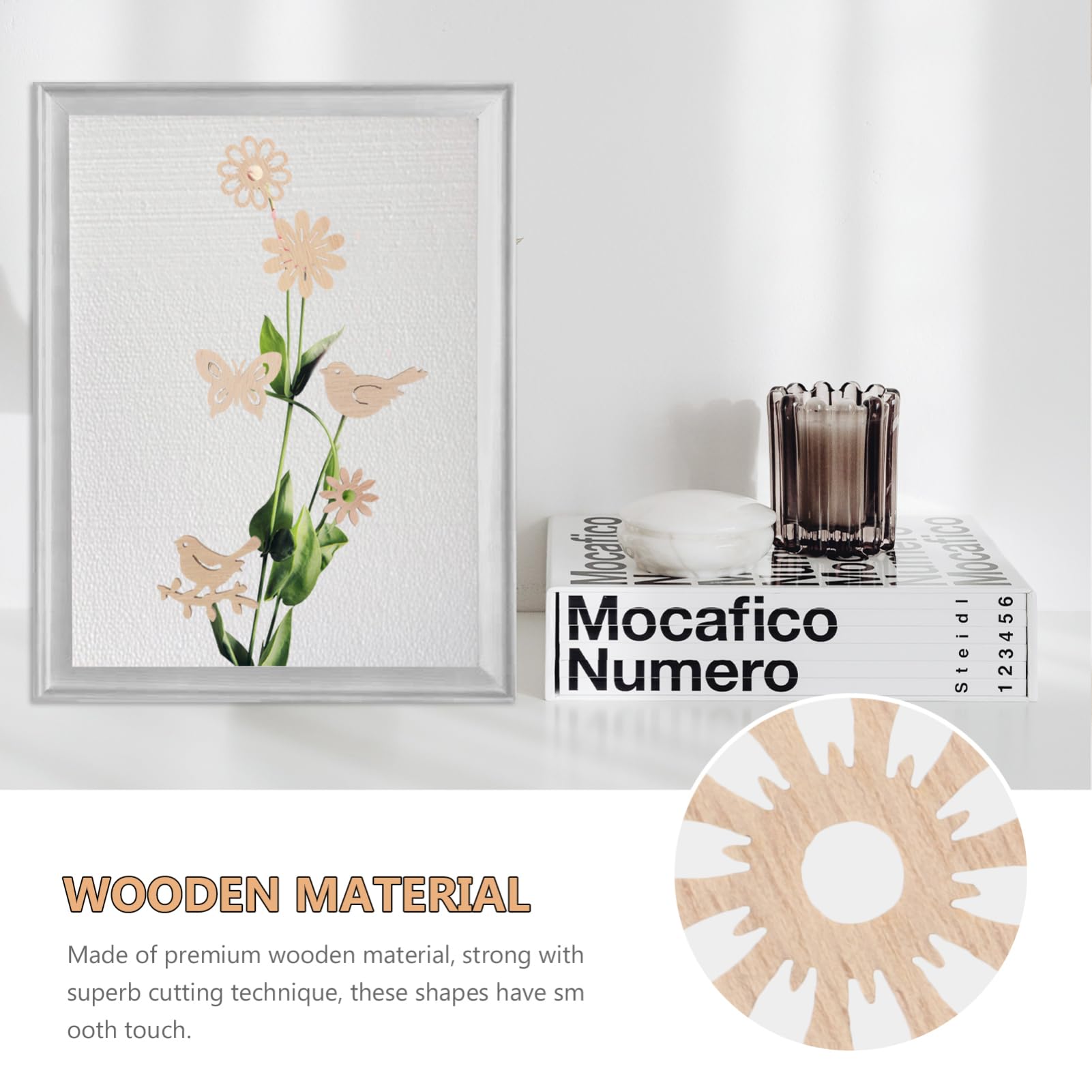 STOBOK 1000piezas Decoraciones De Madera Para Manualidades De Flores y Pájaros De Madera Natural Para