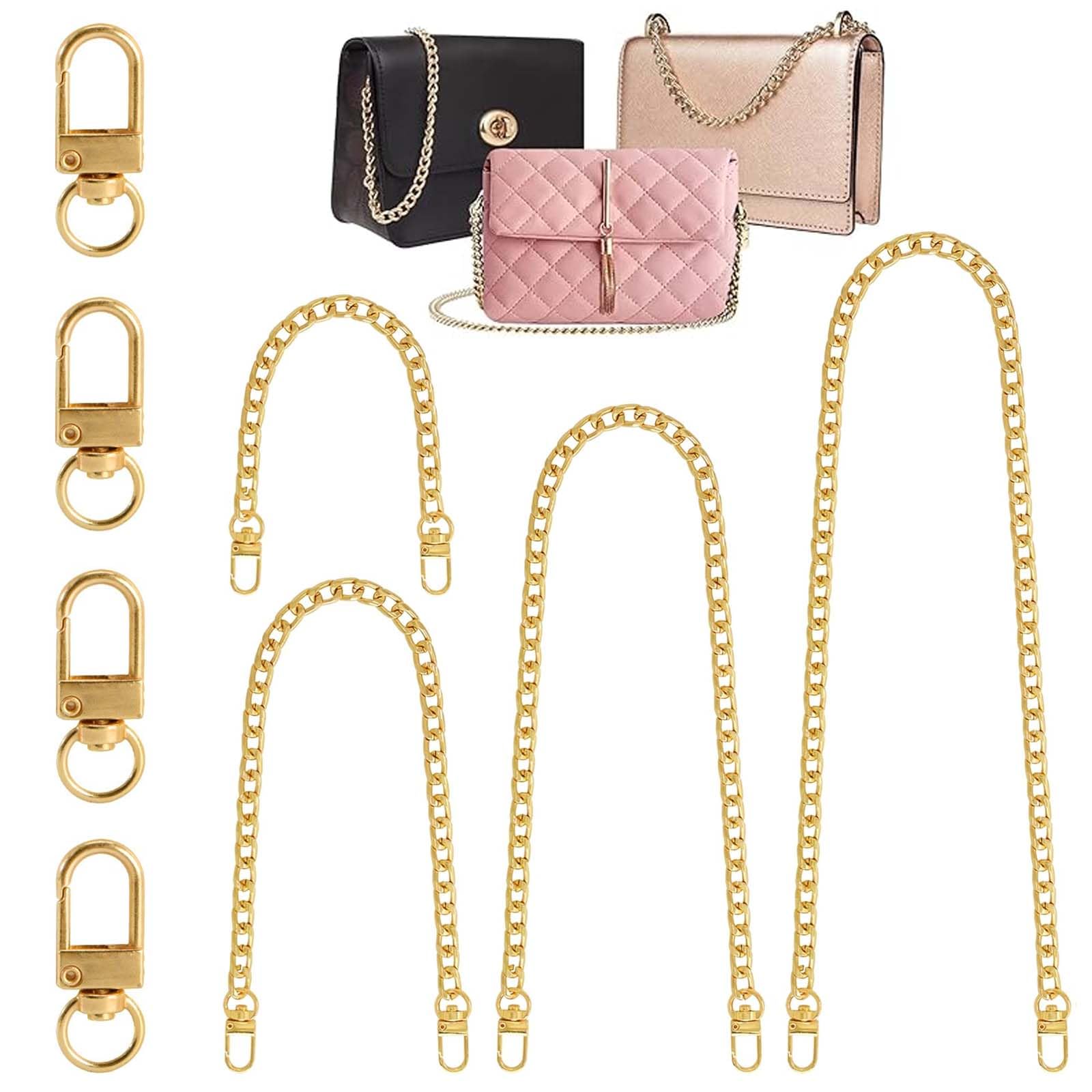FZYCOM 4 Pieces Gold Handbag Chain with 4 Pieces Clasp Locks, Bag Chain, Gold Chain for Bag, Bag Making Accessories for DIY Handbags Crossbody Bag Crafts Making