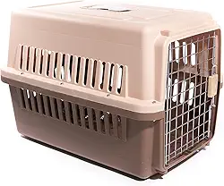 Caixa de Transporte para Animais de Estimação, Gaiola Resistente 48x30x30cm, para Viagem e Passeio, para Cães e Gatos (Marrom)