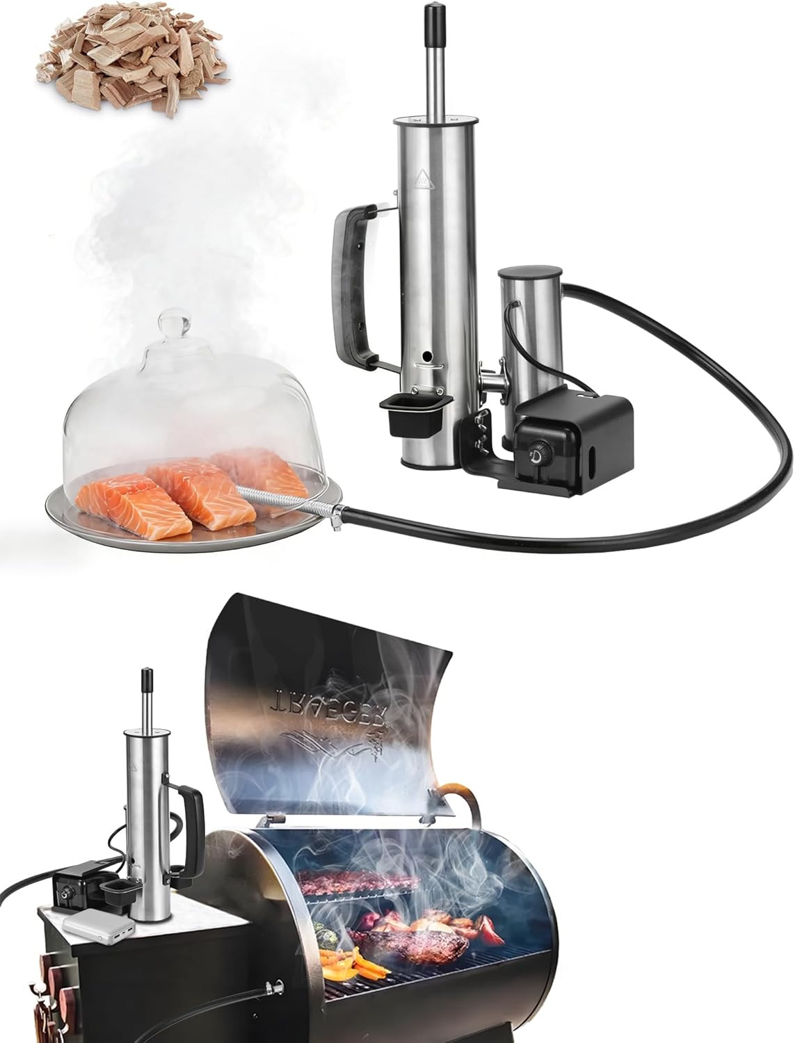 Upgrade Cold Smoker Generator, Smoke Tube for Pellet Smoker for Gas Grilling, Cordless Electric Cold/Hot Smoker Generator: Fit Over 90% of Gas and Pellet Grill, Suitable for all Seasons, Gifts for Men