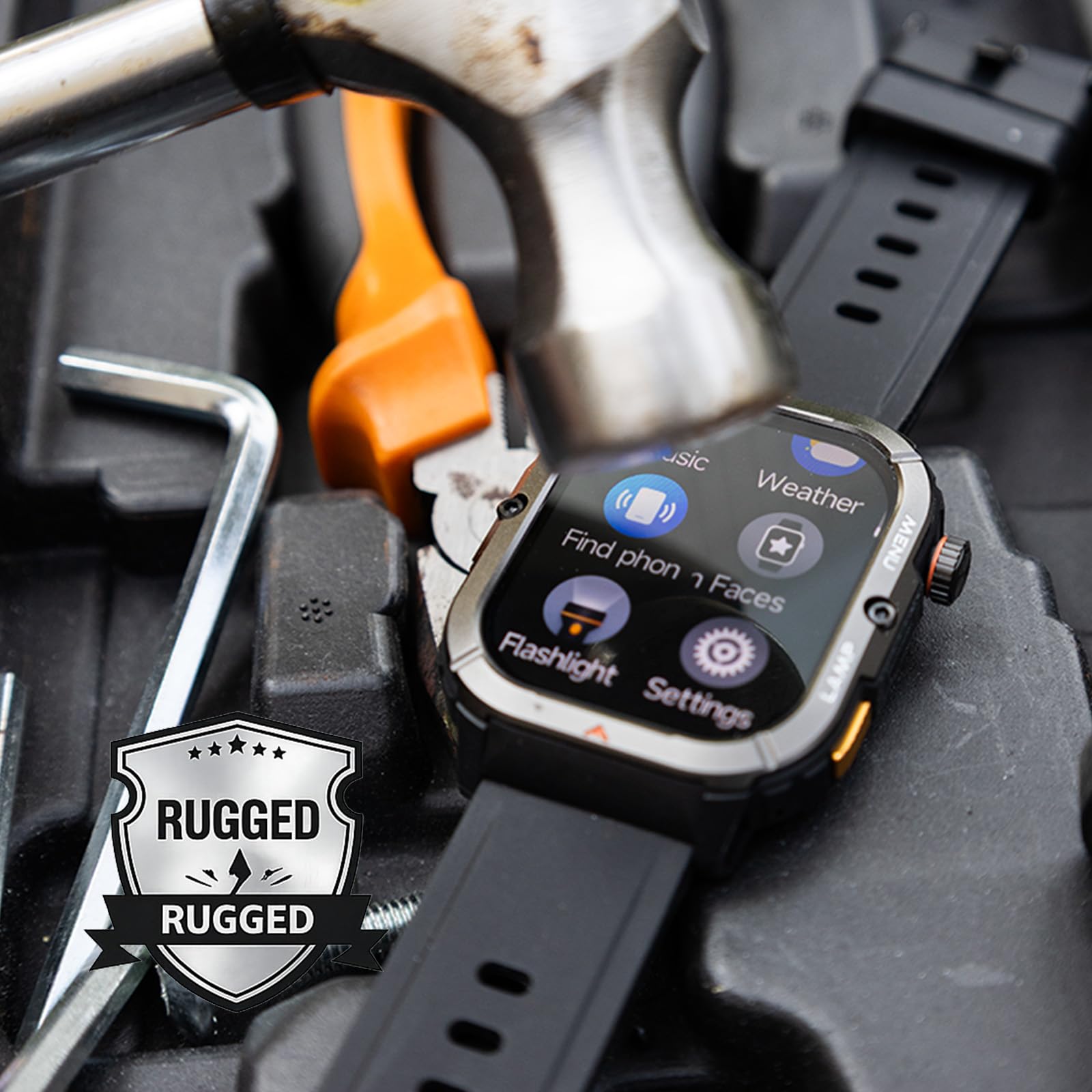 AGM Watch Legion 3 Smartwatch Herren Outdoor, 1,95" AMOLED Display, Militärstandard Robust & Stoßfest, 5ATM Wasserdicht, 500mAh Akku für 10 Tage Laufzeit, Fitness Tracker, Herzfrequenz SpO2