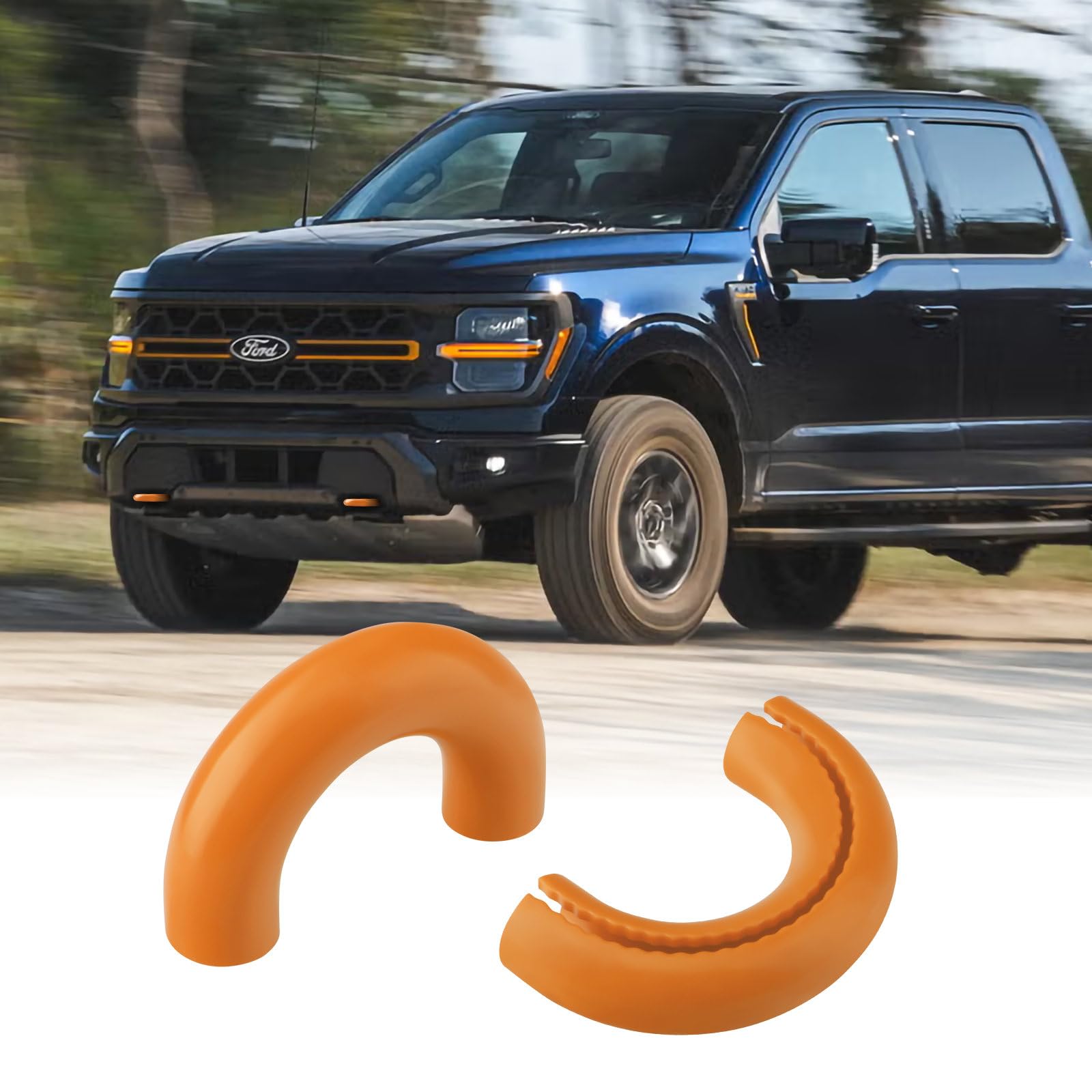 TECHPICCO Tow Hooks Covers for Ford F150 2004-2024 Bronco Base/Big Bend/Outer Banks 2021-2024 Compatible with Toyota Tundra Accessories 2017-2021 (Dark Orange)