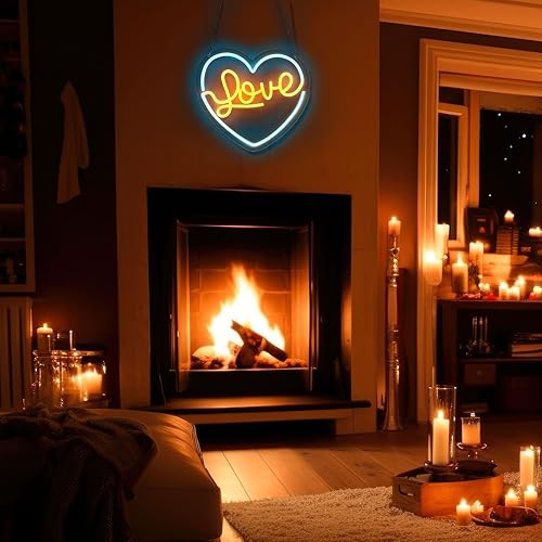 Miniatura 5 de Baquler 3 letreros de neón con diseño de corazón de amor púrpura XOXO de 11.81 x 10.63 pulgadas, decoración de San Valentín, luz de corazón de neón,