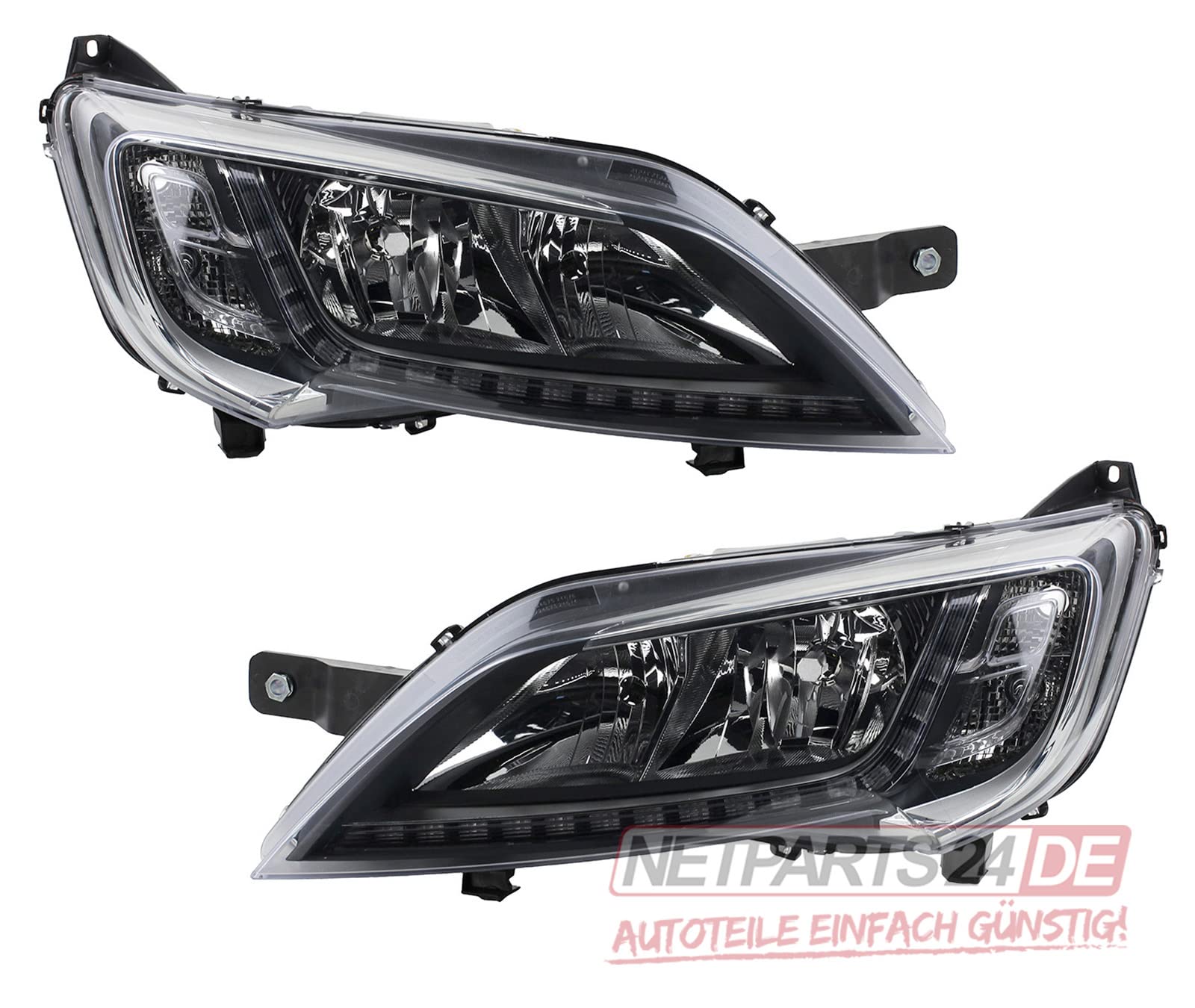 Johns, Faro adatto per Peugeot Boxer III cromato LED sinistro e destro + luminoso.