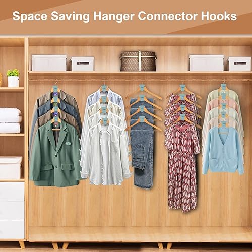 Miniatura 5 de 20 piezas de ahorro de espacio para perchas, ahorro de espacio en forma de oso con triángulos para perchas, ganchos de conector para colgar ropa,