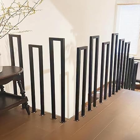 Trapleuning voor binnen, trapleuning, trap, U-vormige leuning, buitentrapleuning, zwart, trapleuning, voor balkons, gangen, woningen, villa's (U-zwart, 35 cm