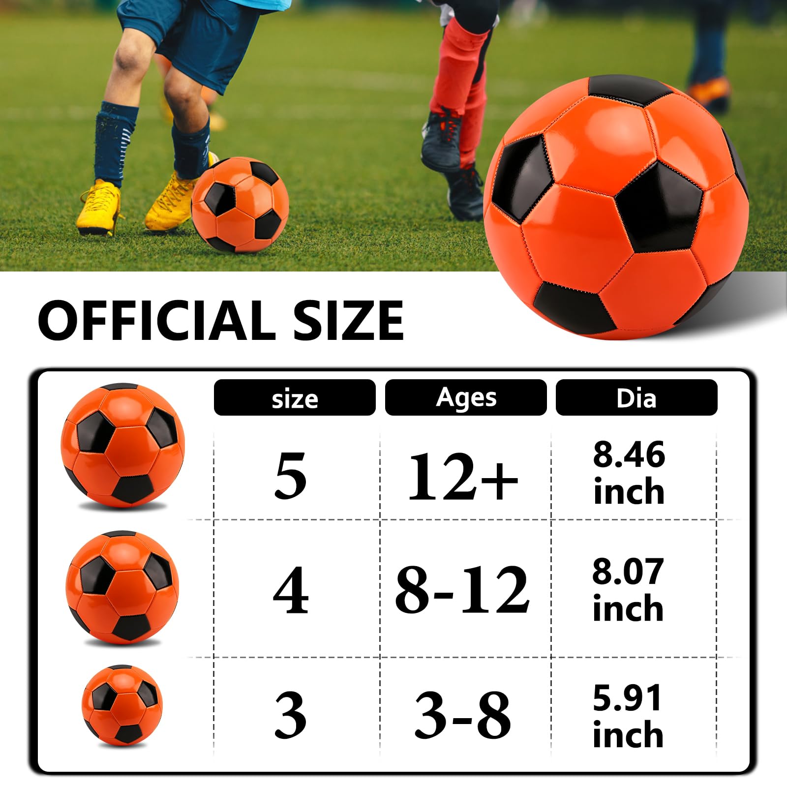 SIKEMAY 6 Packungen Fußballbälle, offizielle Größe 4, aufblasbarer Trainingsball mit Pumpennadel, für drinnen und draußen, Sport, Wettbewerb, christliche Wohltätigkeitsorganisation, Spendengeschenk