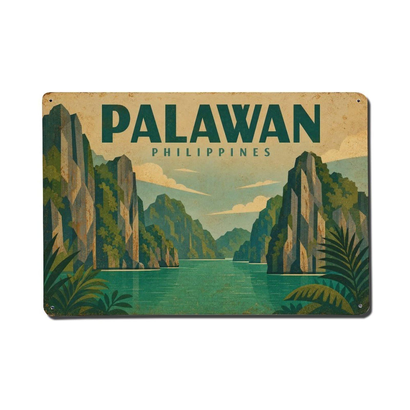 Metal Tin Sign Vintage Travel Philippines Palawan