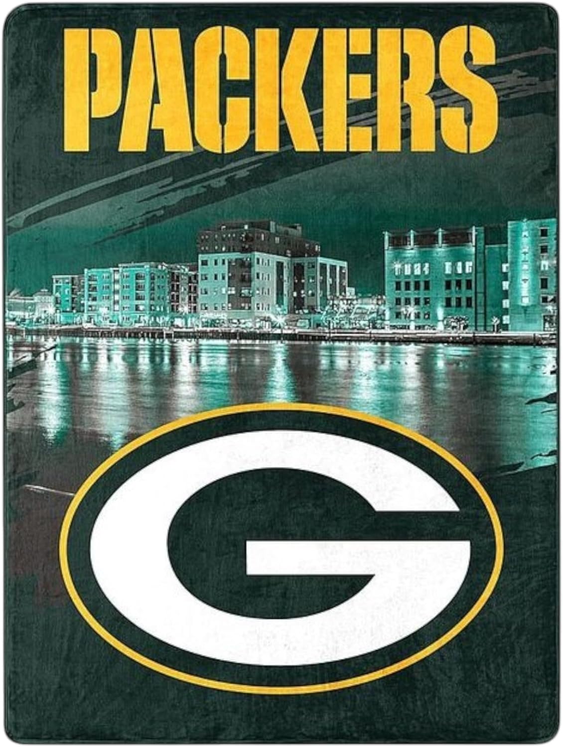 Northwest NFL Green Bay Packers, City Nights Plush Throw, 60-inches x 80-inches, Team Colors