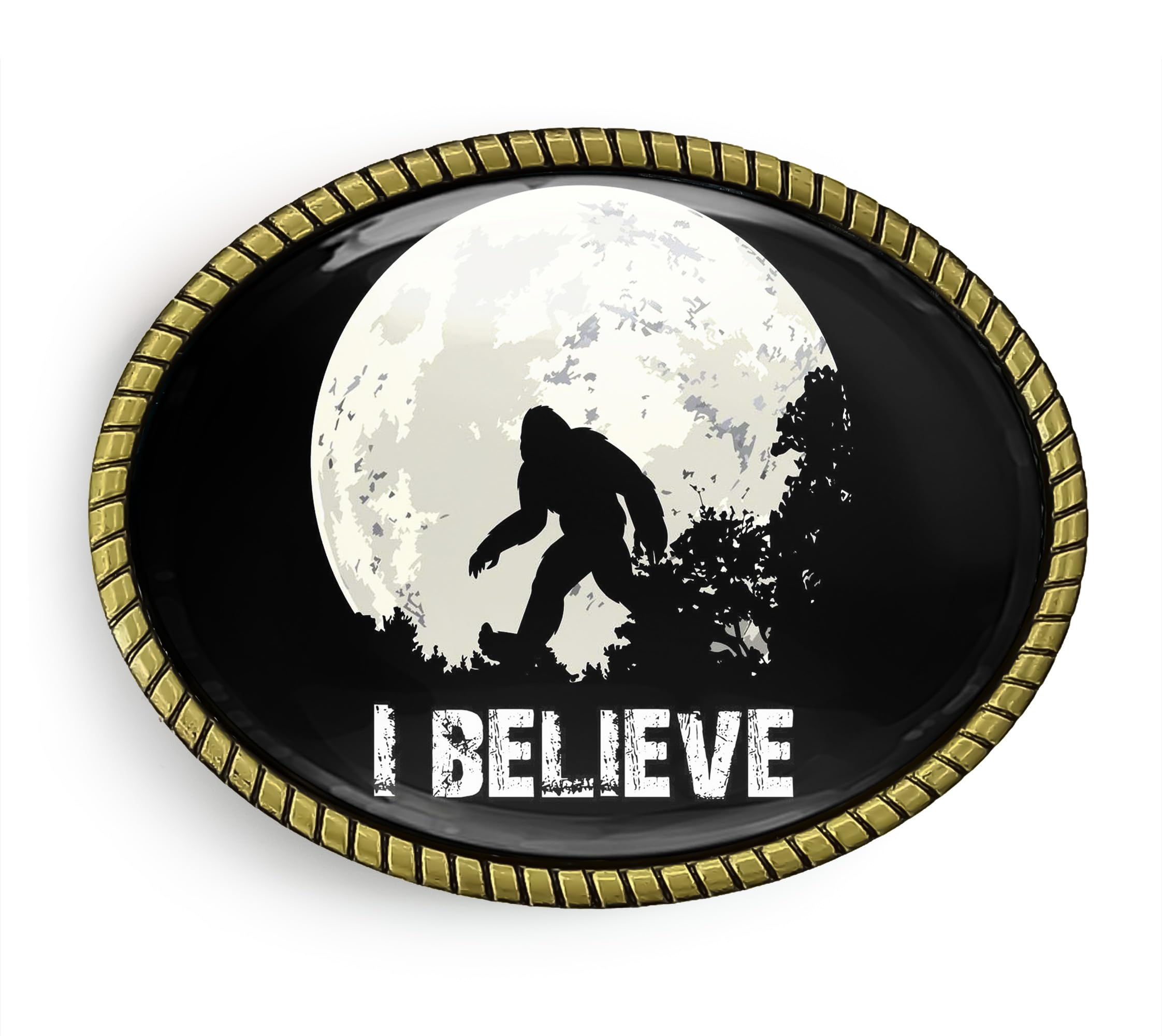 Sasquatch Belt Buckle - Big Foot Sighting Handmade Artisan Buckle (Antique Gold)