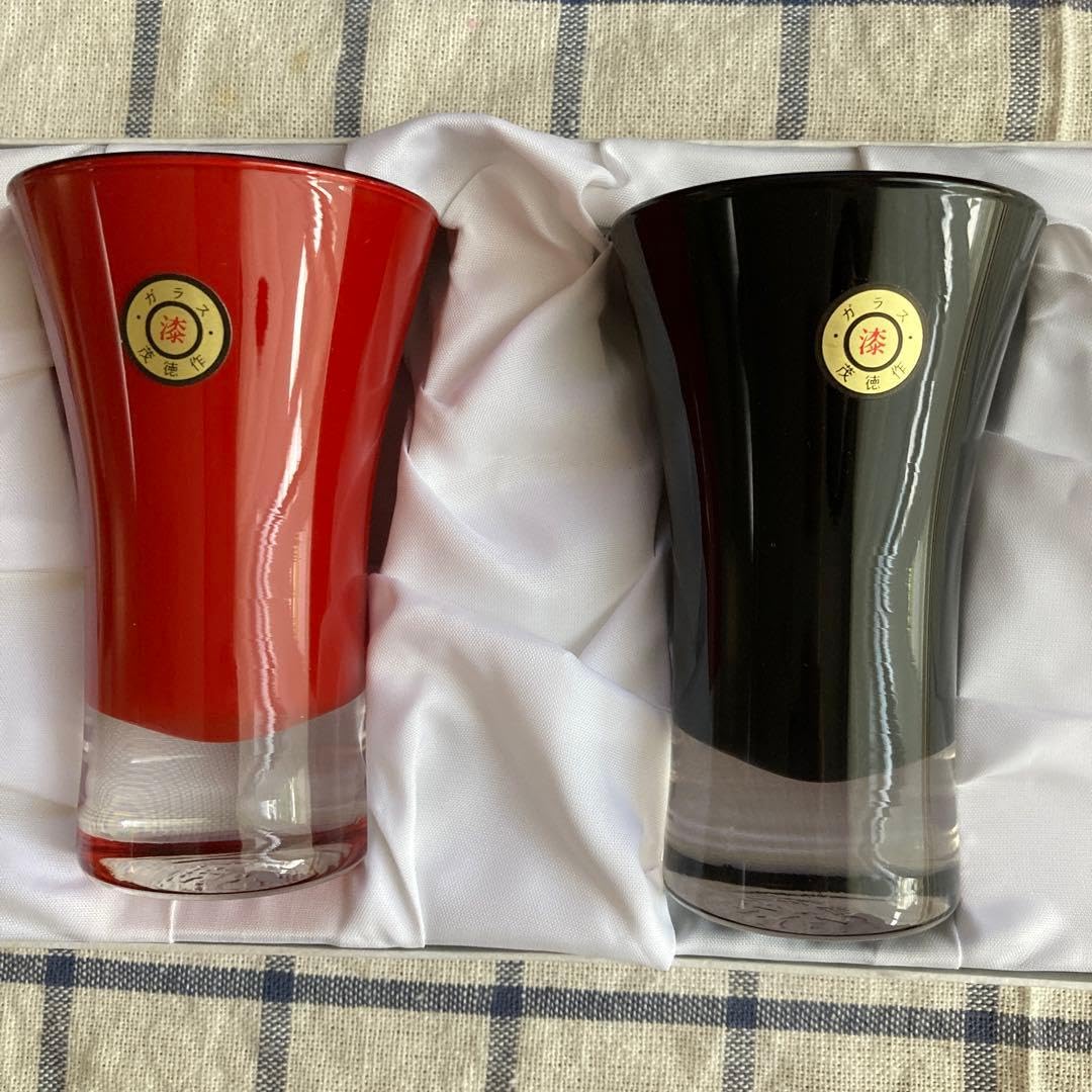 Amazon.co.jp: 会津漆器 グラス 茂徳作 赤と黒ペアグラス : ホーム