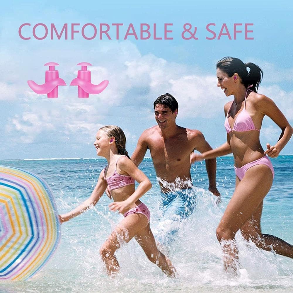 4Pairs Swimming Ear Plugs, Waterproof Reusable Custom-fit for Swimming Showering Surfing Bathing and Snorkeling and Other Water Sports, Suitable for Kids and Adult (Blue) 1