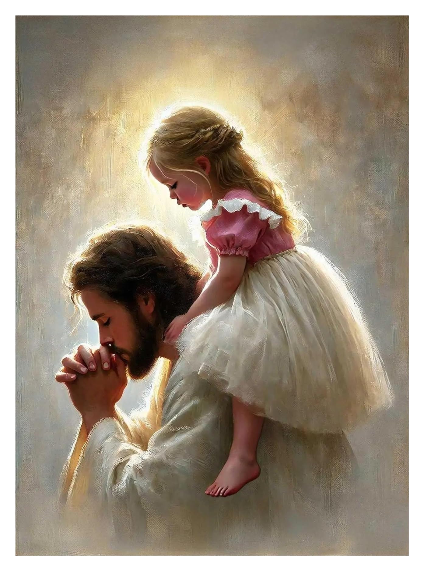 Le Sauveur connaît votre douleur, affiche Jésus et une femme sur toile pour le réconfort