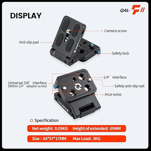 Miniatura 7 de Fotopro Cámara L Soporte Vertical Horizontal Conmutación Placa de Liberación Rápida para Canon Nikon Sony DSLR Monopod Estabilizador Universal