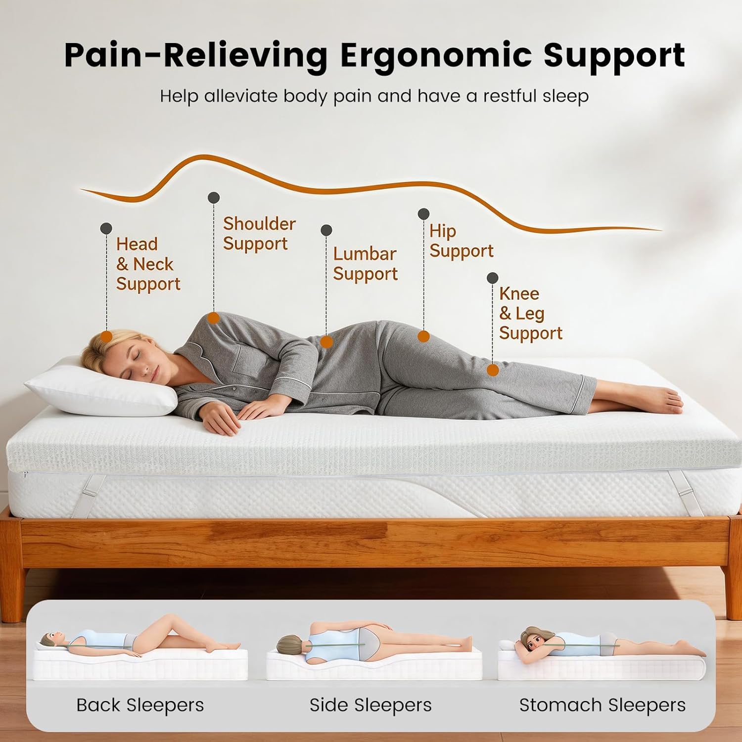 Extra Firm Mattress Topper Full: Dual Firmness Bed Topper, Left Side Medium Firm, Right Side Extra Firm, High Density Foam for Back Pain, Washable Cooling Cover, CertiPUR-US Certified, 75x54x3 Inch