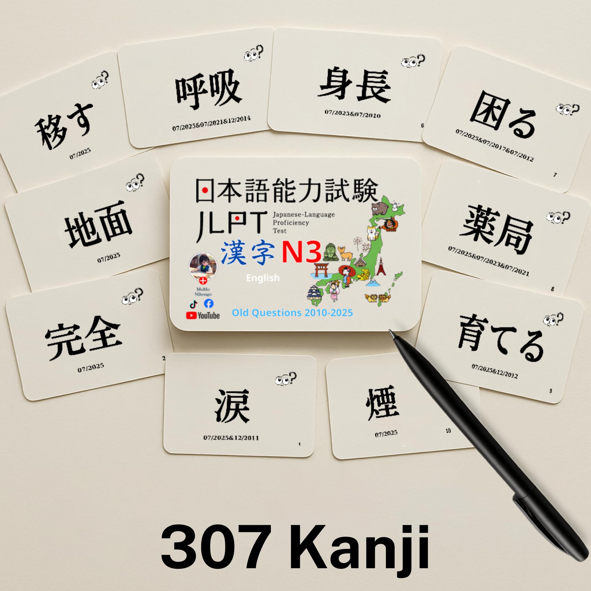 Amazon.co.jp: MoMo Nihongo – Kanji Flashcards N3 – Comprehensive