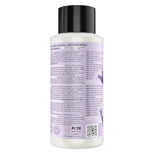 Miniatura 2 de Love Beauty and Planet Champú de aceite de argán suave y sereno para control del encrespamiento, aceite de argán y sin sulfato de lavanda, 13.5 oz