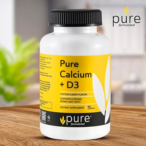 Miniatura 3 de Chewable Calcium + Vitamin D3 Gummies  Vegan Vitamin Supplements for Bones & Teeth Support, 1000 IU Gluten and Dairy Free - Kosher (60 Gummies)