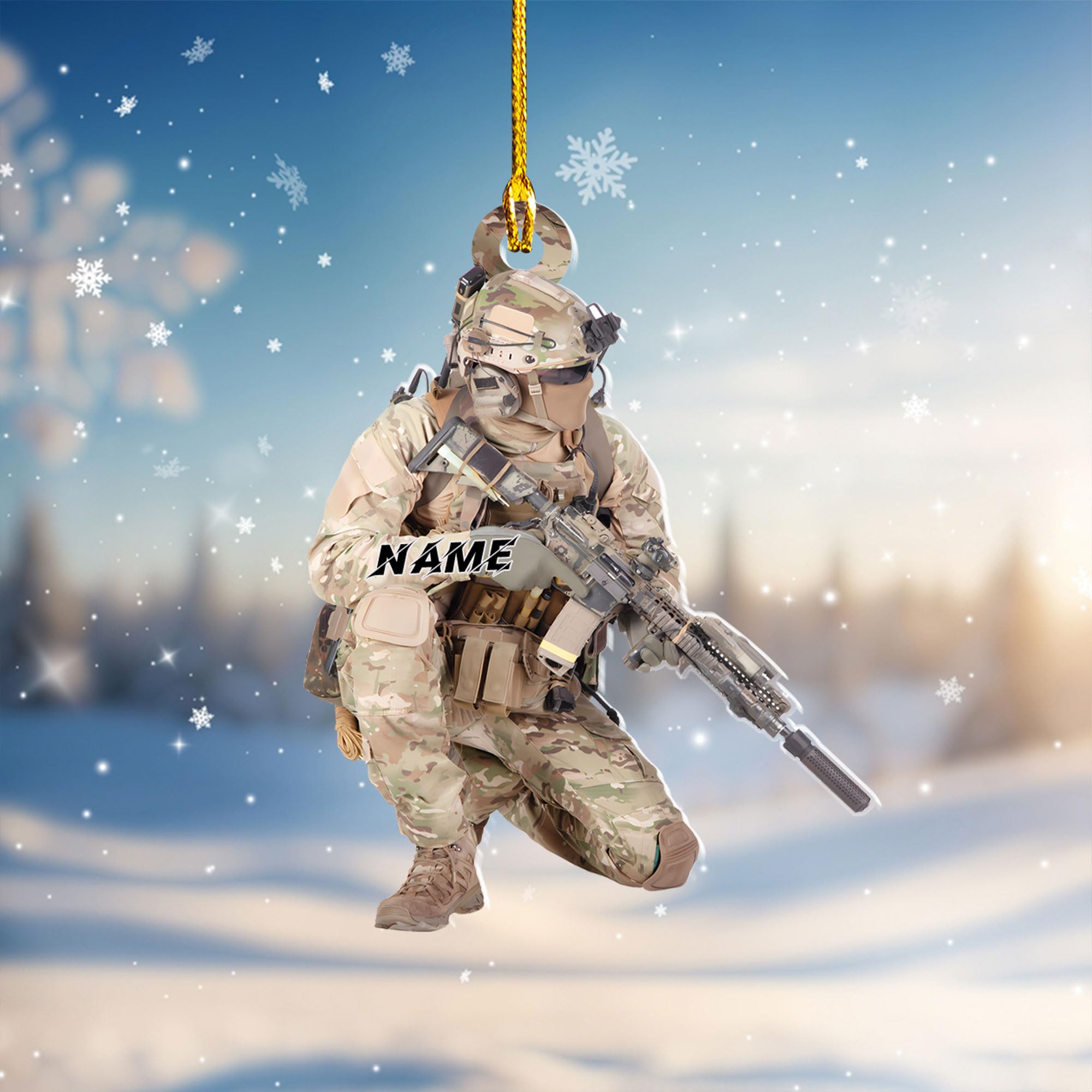 Personalized Name Us Veteran Christmas Ornament Flat Shape, Us Army Christmas, Military American Soldier Wood Flat Cutprints Christmas Ornament Gift