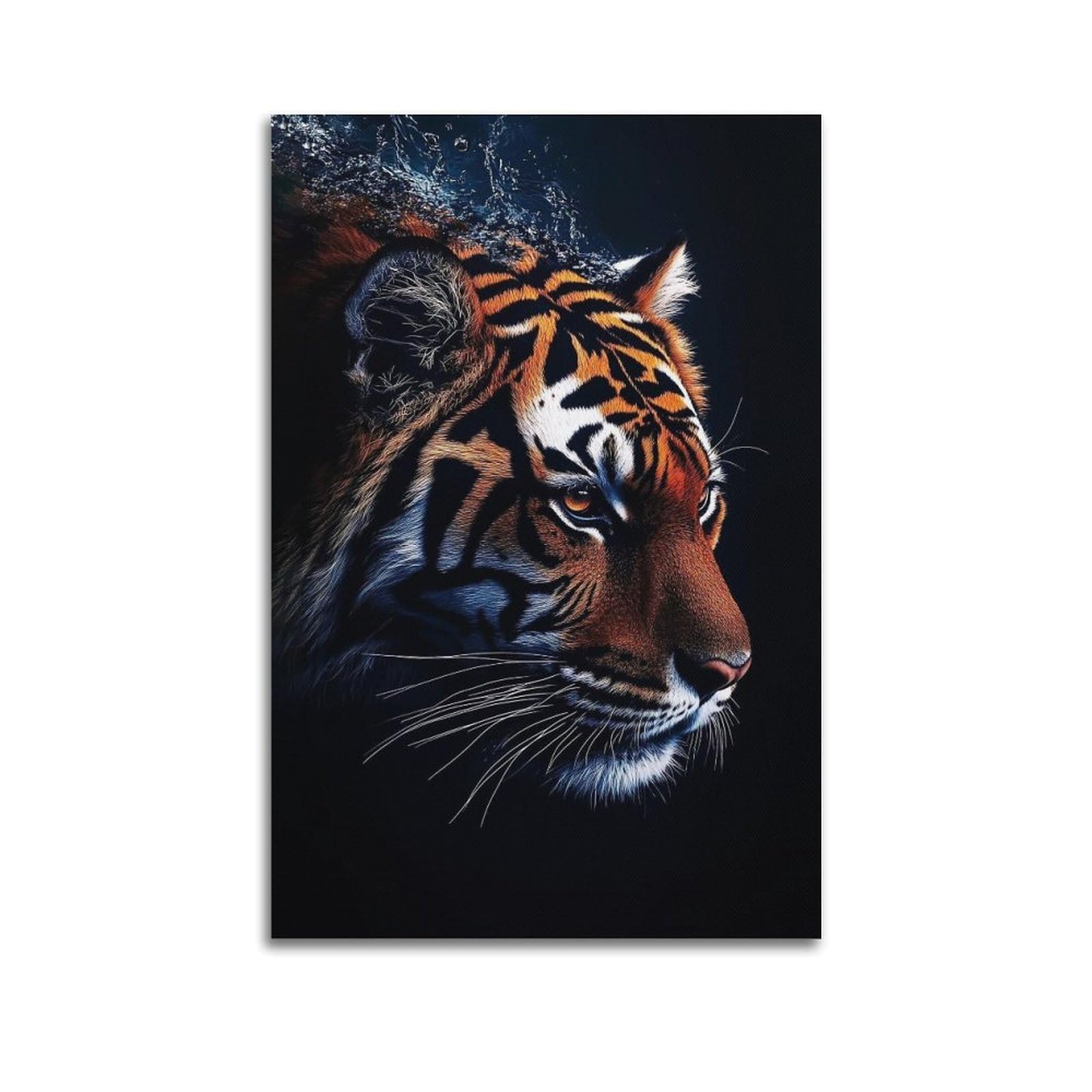 Xkuga Boys Unframe-Style Wildlife Dark Style Poster Tiger Predator Fierce Beast Modern Decorative Canvas Prints - Ideal Wall Art For Family, Man Cave, Game Room, & Girls Bedroom 20X30inch(50X75cm)