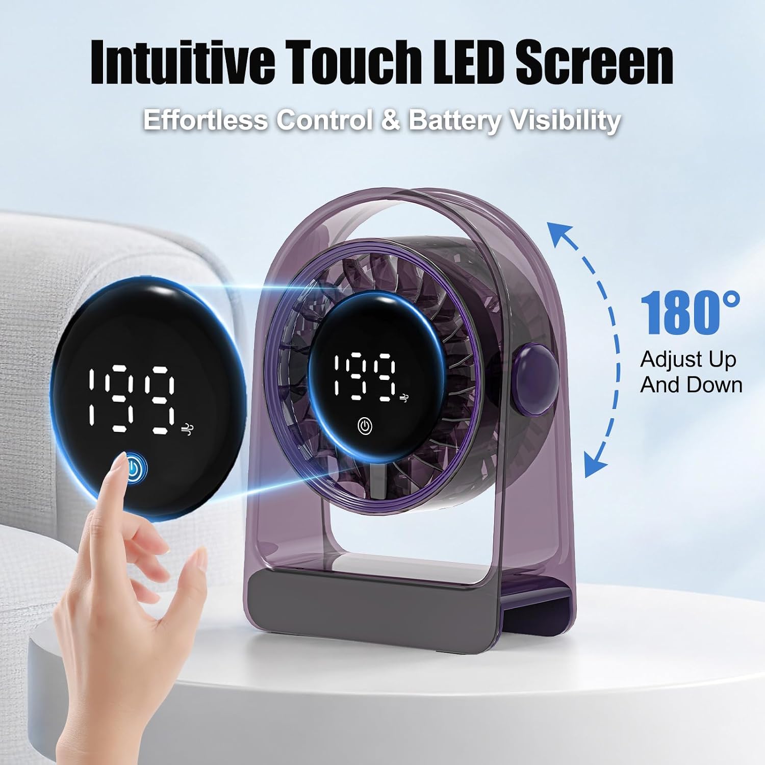 Portable Desk Fan for Bedroom,199 Speeds,USB Fan with LED Display