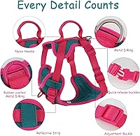 Vista 4 de Wolfone Arnés sin tirones para perro, ajustable, suave, acolchado, chaleco para mascotas, con asa de control, adorable arnés diario para perros