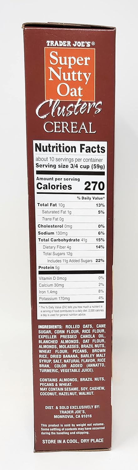 Trader Joe's Super Nutty Oat Clusters Cereal Net Wt. 20 Oz - Pack of 1