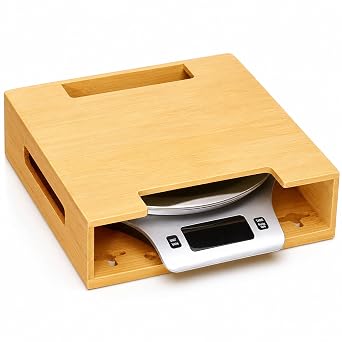 Libreshine Bamboo Kitchen Scale Holder, Magnetic Fridge and Wall Mount