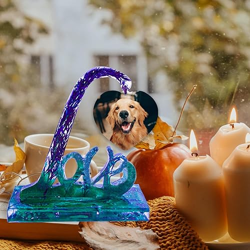 Miniatura 2 de Moldes de resina para marcos de fotos grandes, moldes de silicona con forma de corazón y corazón para resina epoxi, molde de fundición de epoxi