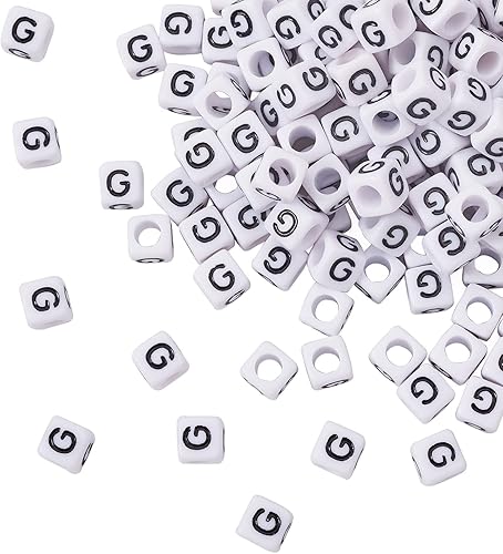 Vista 261 de FASHEWELRY 300 cuentas de letras acrílicas blancas de 0.236 x 0.236 pulgadas (0.236 x 0.236 in), cuentas del alfabeto para hacer pulseras