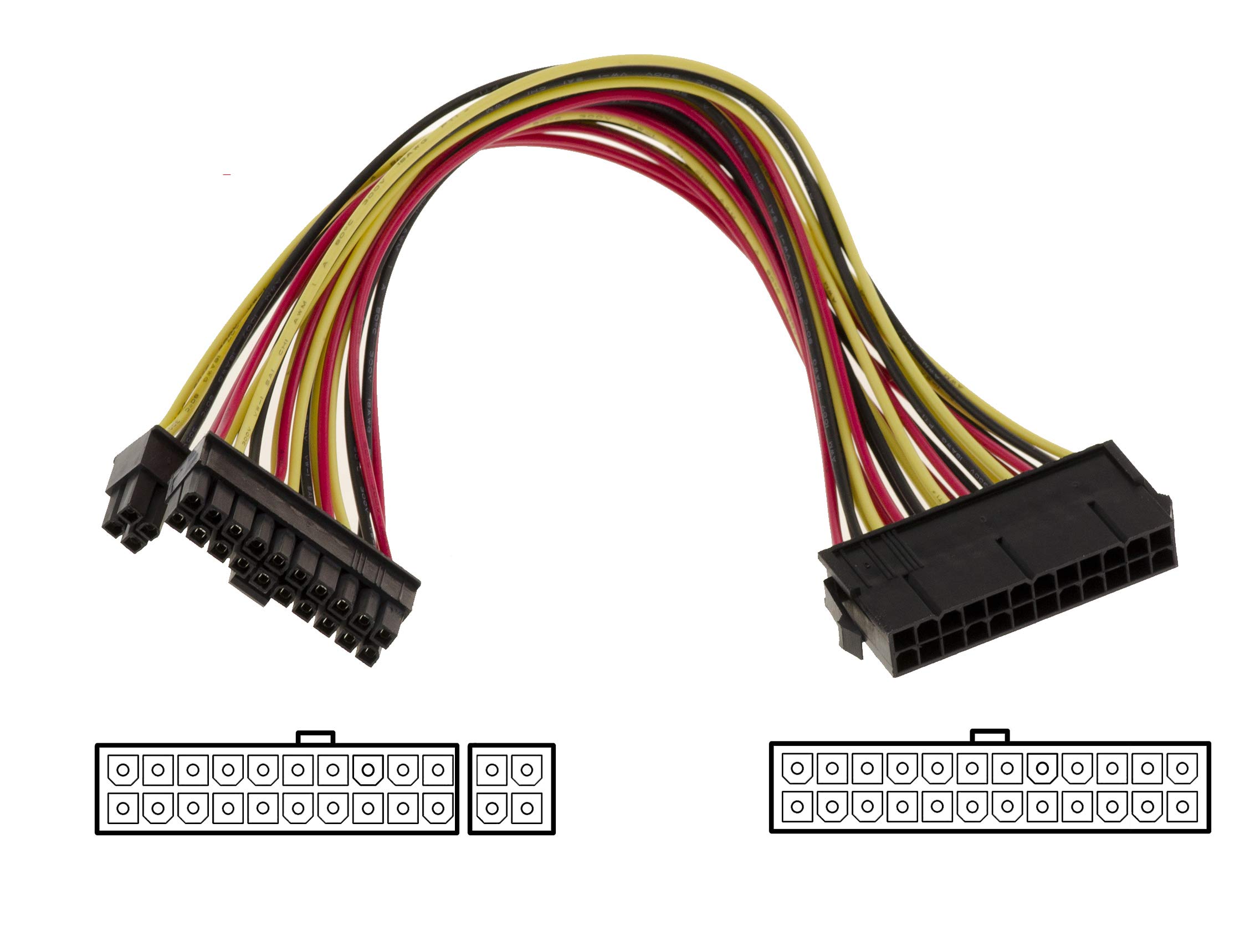 Kalea-INFORMATIQUE Cavo Adattatore da ATX 24 Femmina a ATX 24 Maschio o ATX 20 Maschio + ATX 4 Maschio Lunghezza 30 cm