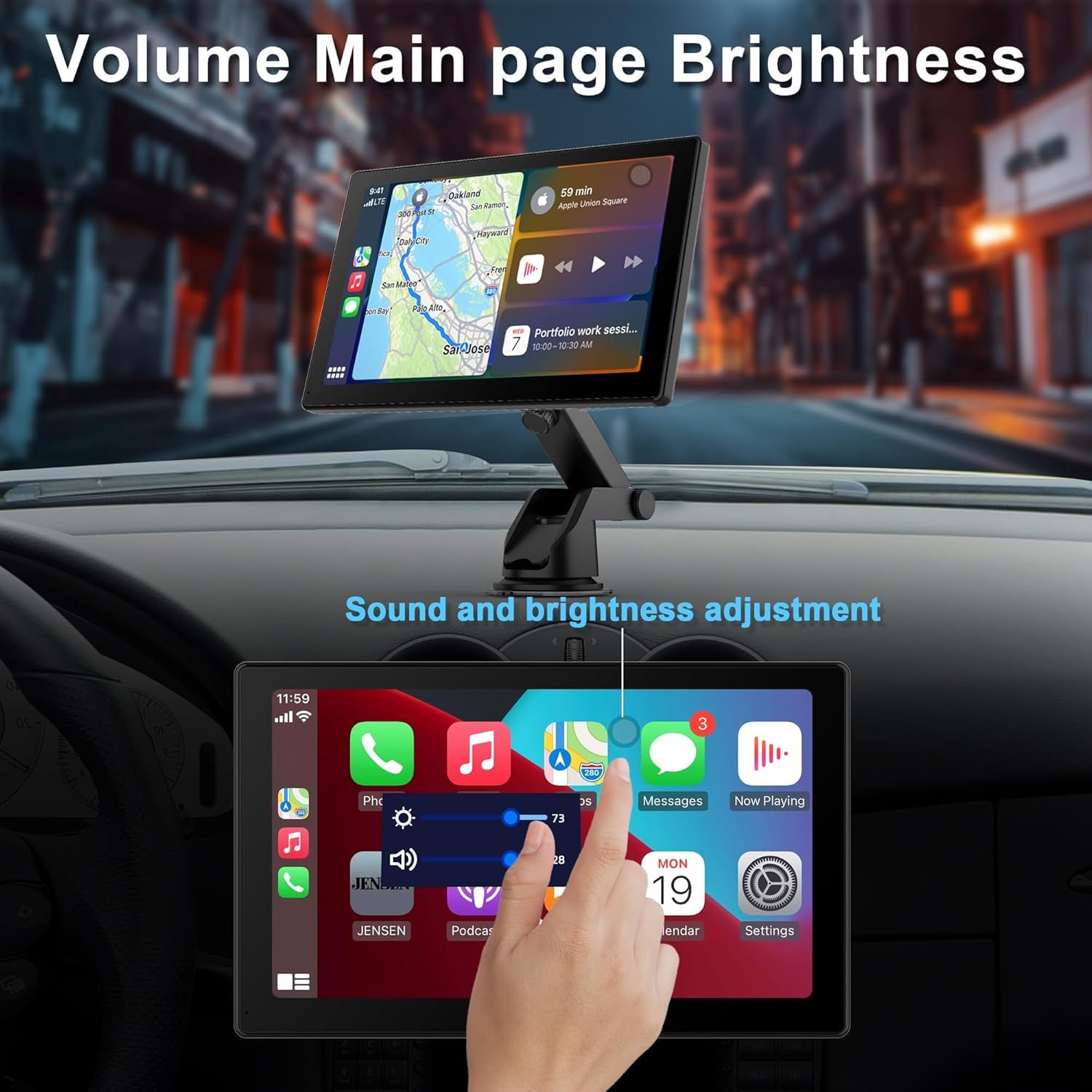 Car Stereo,9 Inch CarPlay Screen for Apple Car play & Android Auto,Portable Car Player Wireless Car Play Screen with Voice Control, Suitable for Most Vehicles (9 Inch) — view 2