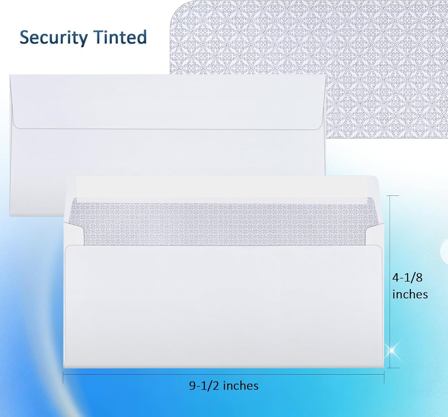 1000 Pack #10 Security Envelopes Self Seal - 4-1/8 x 9-1/2 Inch White Business Envelopes Peel and Seal Closure, 28 LB Windowless Security Tinted Envelope Bulk