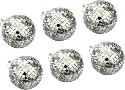 Holibanna 6pcs Disco Dj Mirror Ball Christmas Tree Ball Dancing Party Hanging Ball Christmas Mirror Disc Mirror Ball Glass Hanging Mirror