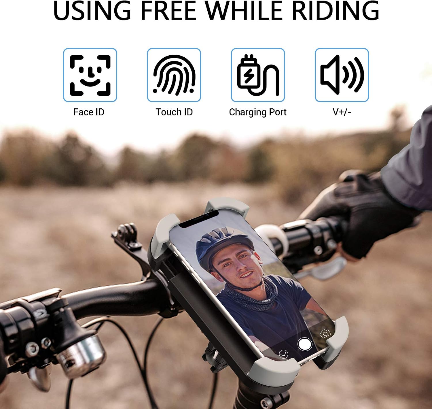 THIKPO Bike Phone Mount with Shockproof Silicone Pad, Secure Quick-Locking Clamp, 360° Rotation Angles for 4.7-6.8 inch Cellphones, Holds Phones Up to 3.5" Wide (Sturdy Mount with Premium Silicone)