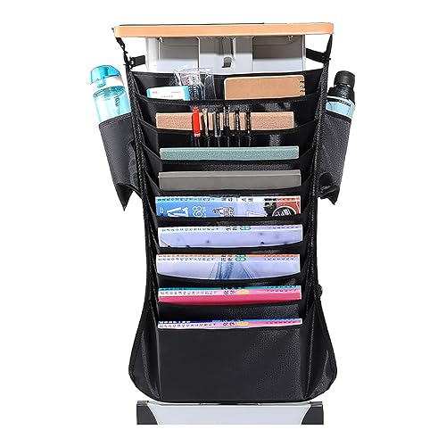 Miniatura 2 de Bolsa de almacenamiento para libros colgante lateral de escritorio para estudiantes, Oxford grande, 13 bolsillos, organizador multifunción para