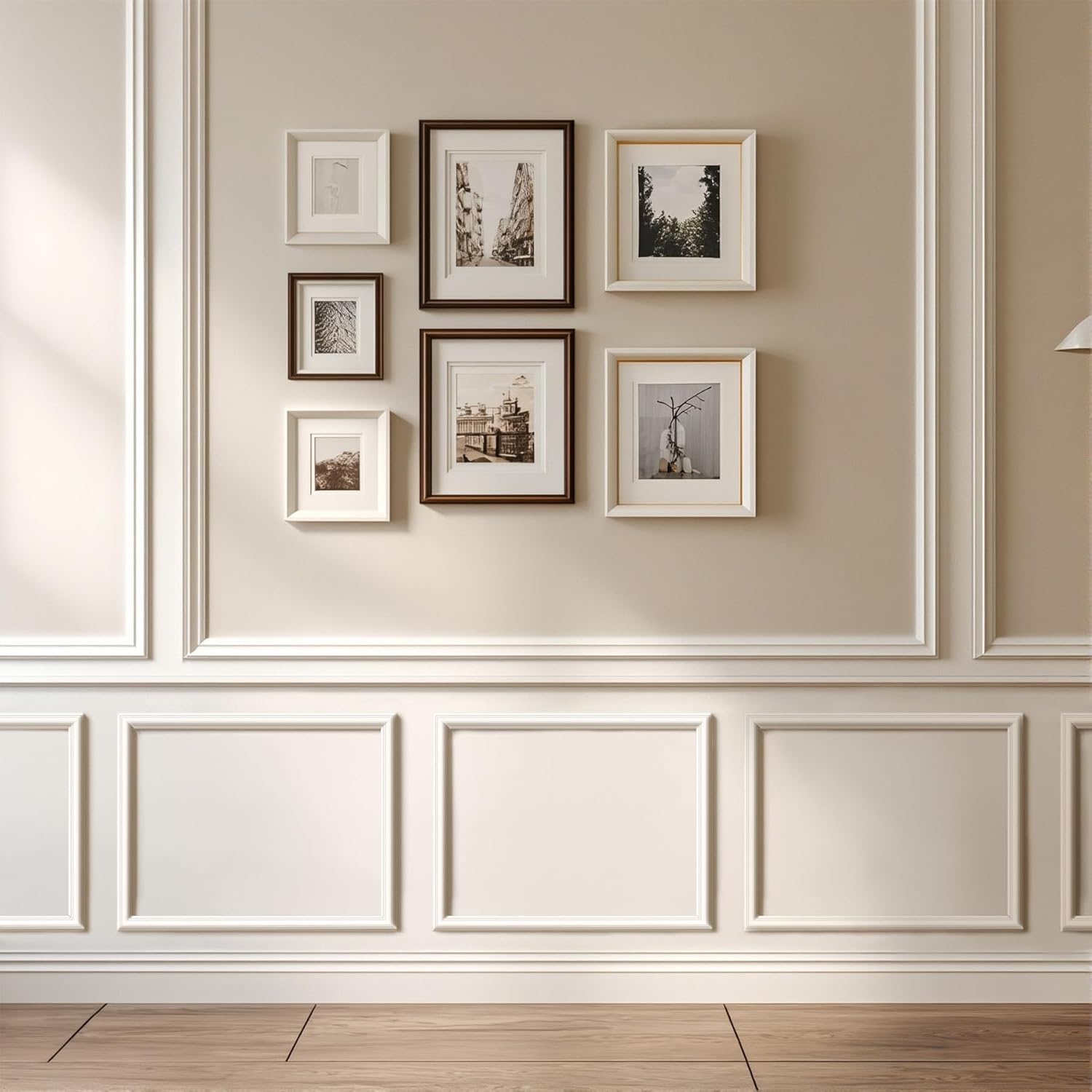 Peel and Stick Wainscoting Panels Kit, 6 Sets 54''x24'' Premade Wall Molding Peel and Stick Panels for Interior Wall Trim, Easy DIY Wainscoting Panels Peel and Stick Decor
