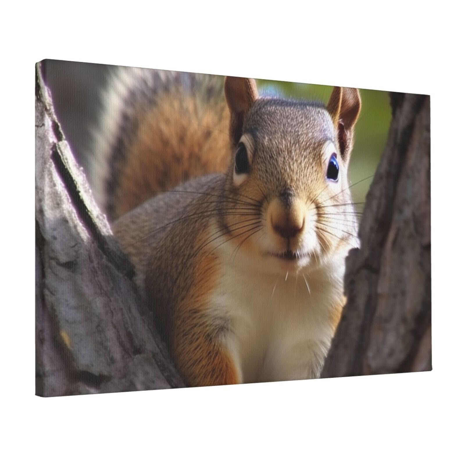 DWVTSLH Squirrel in The Tree Poster Paintings Canvas Wall Art Bedroom Prints Home Decor Hanging Picture Modern Home Artworks Aesthetic for Living Room Office Wall Decor 12x18in Unframed
