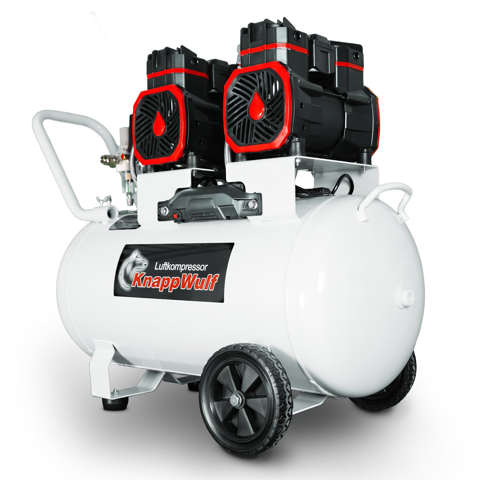 KnappWulf Compresor silencioso, 10 bar, 70 L, 3000 W, 4 PS, 69 dB, 512 l/min, caudal de aire, con separador de agua, silencioso, 230 V, compresor de aire KW6070, motores sin escobillas