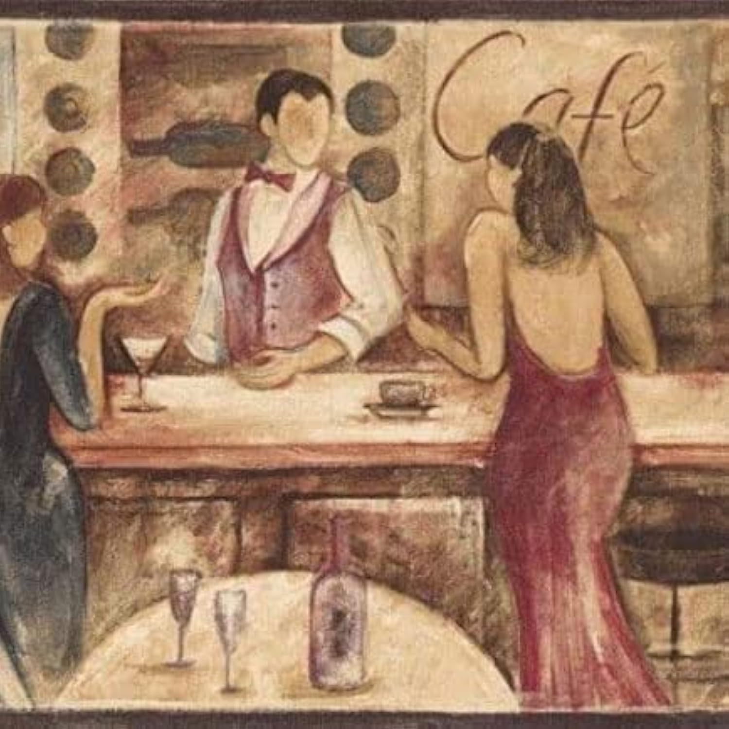 Papier peint Border Cafe Retro 5510811 frise murale vintage bistrot 17cm x 4m50