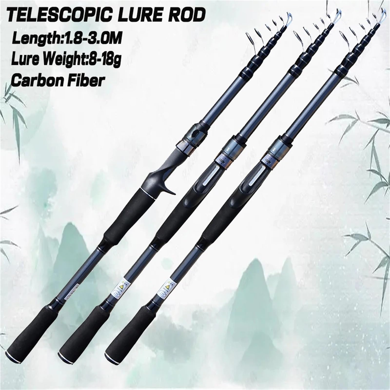 Canna da pesca Canna da pesca con richiamo telescopico 1.8/2.1/2.4/2.7/3.0M ultraleggera in fibra di carbonio peso esca 8-18G