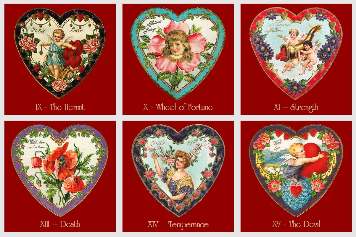 Cartes de tarot en forme de cœur Vintage Saint-Valentin et amour tarot cartes