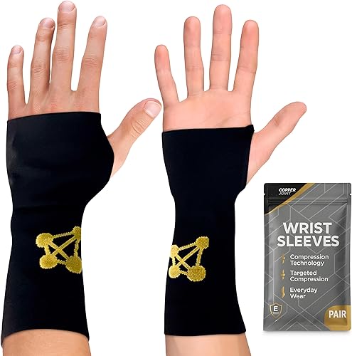 CopperJoint - Muñequera para alivio del túnel carpiano manga de compresión de muñeca y soporte de muñeca de tenis ideal para tendinitis golf yoga