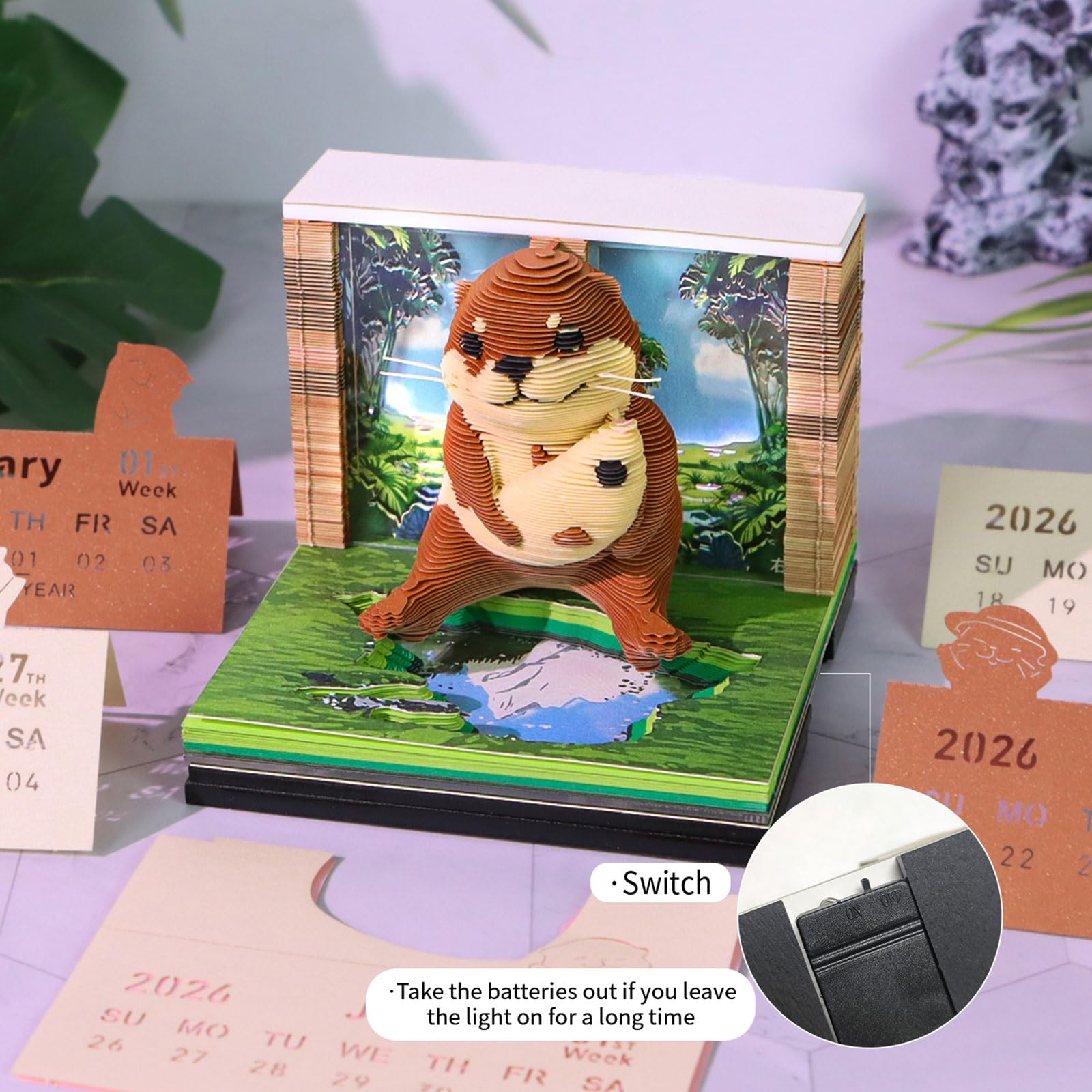 Agenda settimanale decorativa per il 2026 con delicata carta artistica, motivo animali, piano d'arte in carta da regalo