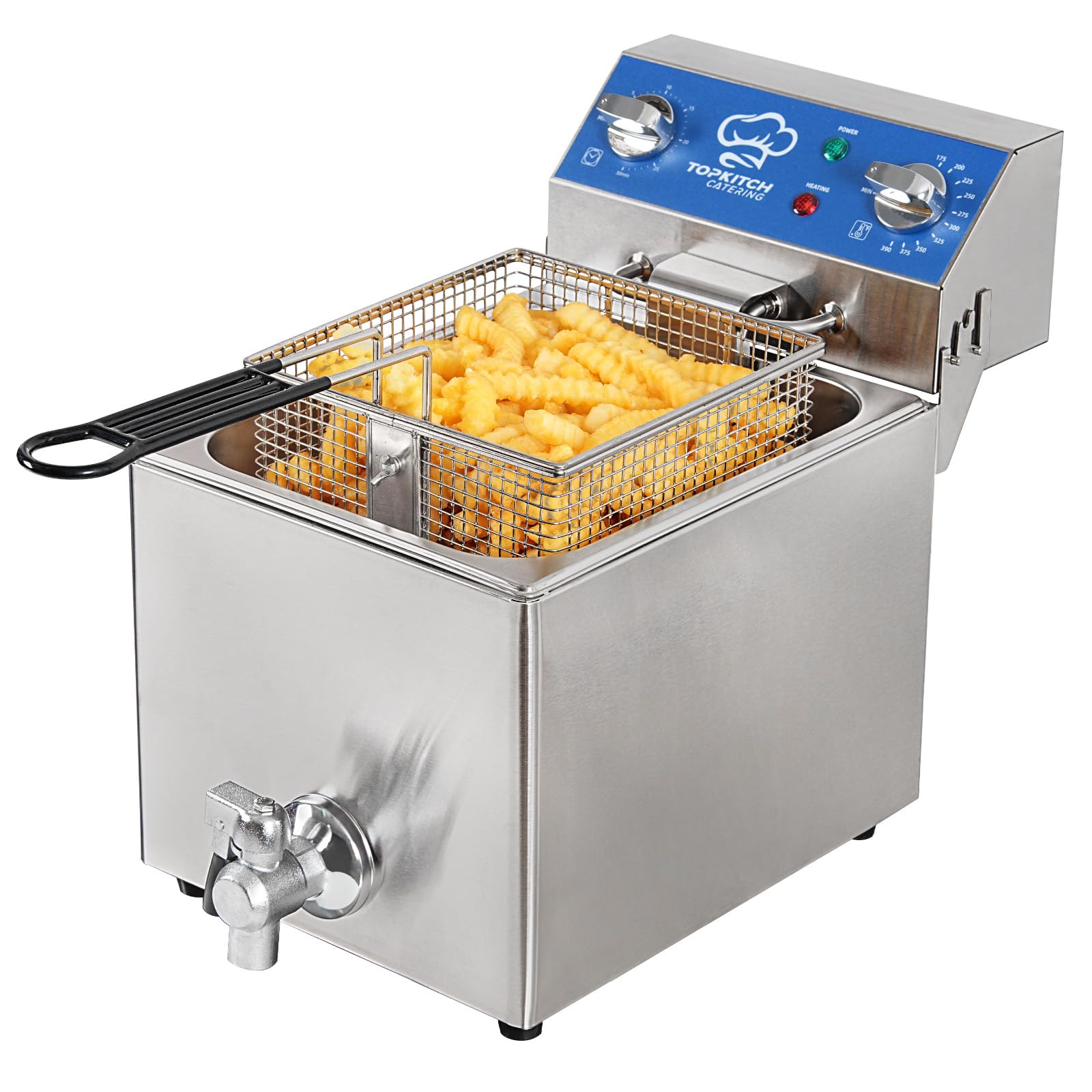 6.3Qt Electric Fryer with Oil Drain,30 Minutes Timer,Stretch forming oil tank,Lid and Solid Wire Mesh Basket,Light Duty Commercial Electric Countertop Deep Fryers-120V,1800W