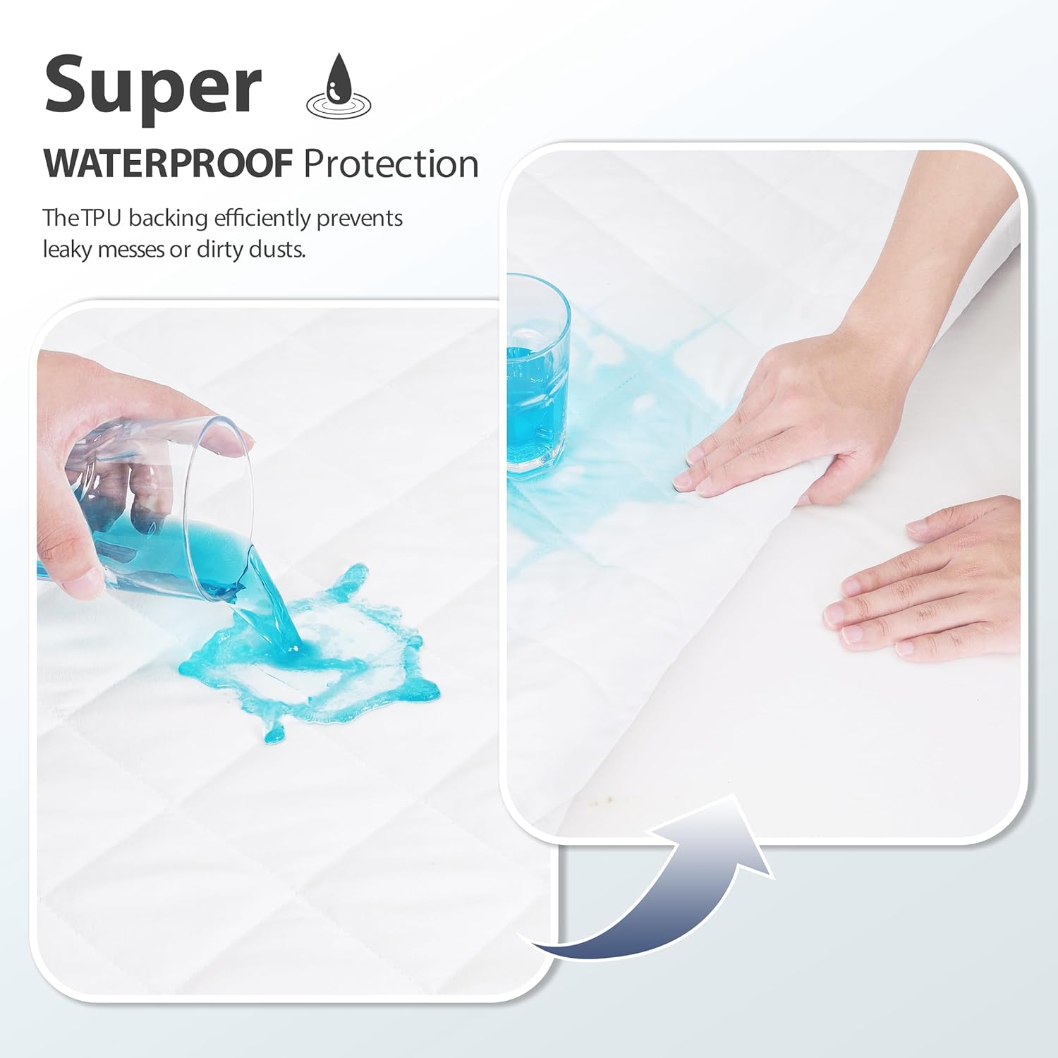 2 Pack Twin XL Size Quilted Fitted Mattress Pad, Waterproof Breathable Soft Mattress Protector, Deep Pocket Fitted Style Bed Cover, Vinyl-Free