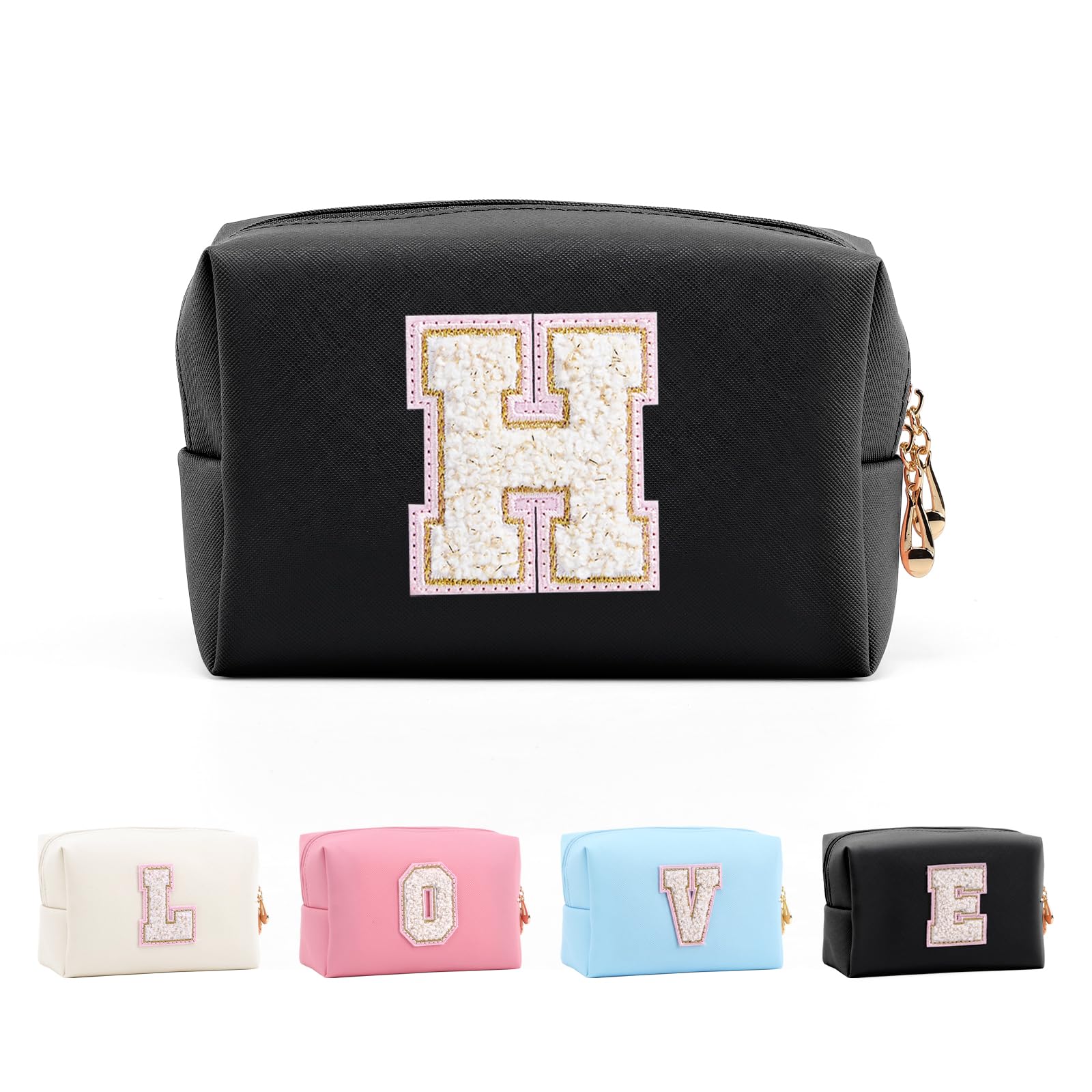 Bolsa de Maquillaje, Bolsa de Cosméticos Impermeable de Viaje, PU Cuero, Neceser de Baño, Bolsa De Aseo Y Almacenamiento para Mujer,Cosas Preppy para niñas Adolescentes (Letra A-Z) — view 100