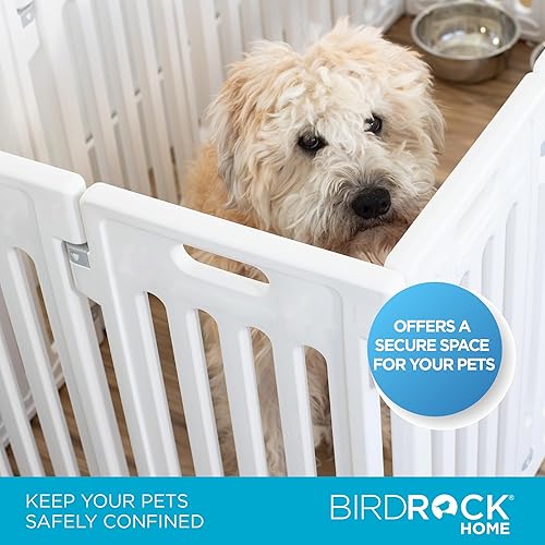 Miniatura 3 de BIRDROCK HOME Corralito para perros con puerta, 8 paneles, 25.6 pulgadas de alto, plástico fuerte, antideslizante, puerta segura para mascotas,