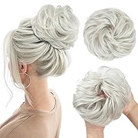 Vista 54 de CJL HAIR Extensiones de cabello ondulado y rizado grande con moño desordenado, extensiones de cabello sintético para coleta de caballo, extensiones